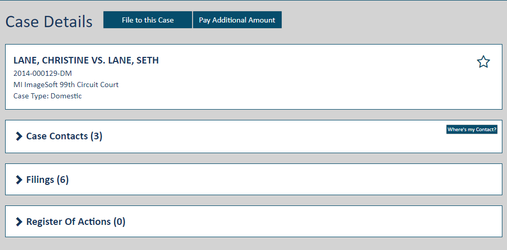 Case Details page - No Register of Actions button