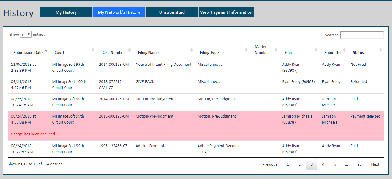 History page - My History tab