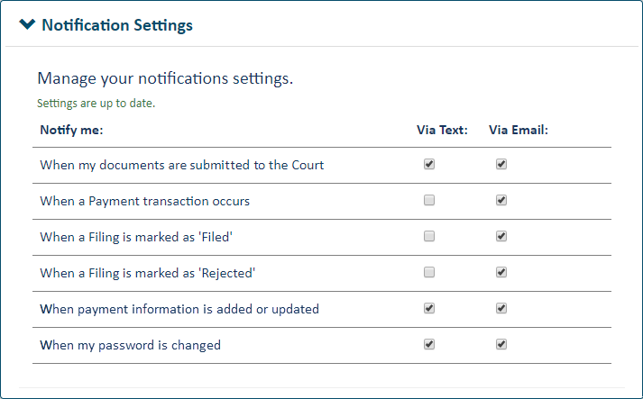 Notification settings