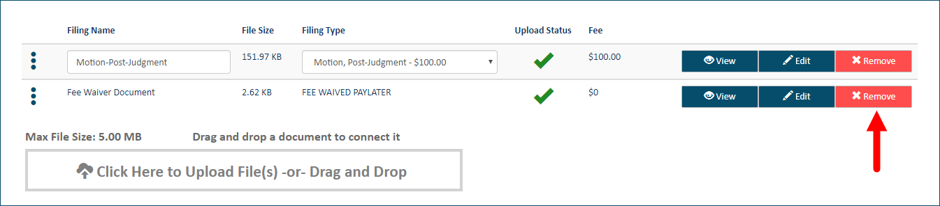 Upload pane - remove waiver request